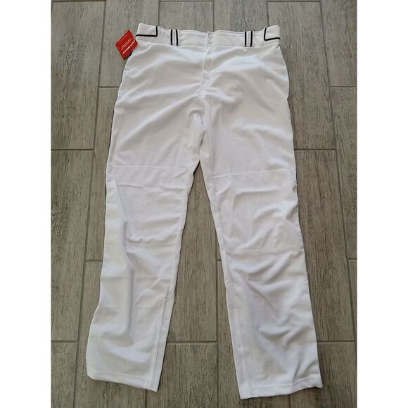 COMBAT PIPED STOCK OPEN BOTTOM BASEBALL/SOFTBALL PANTS, WHITE & BLACK ~ MENS 2XL - Picture 1 of 7
